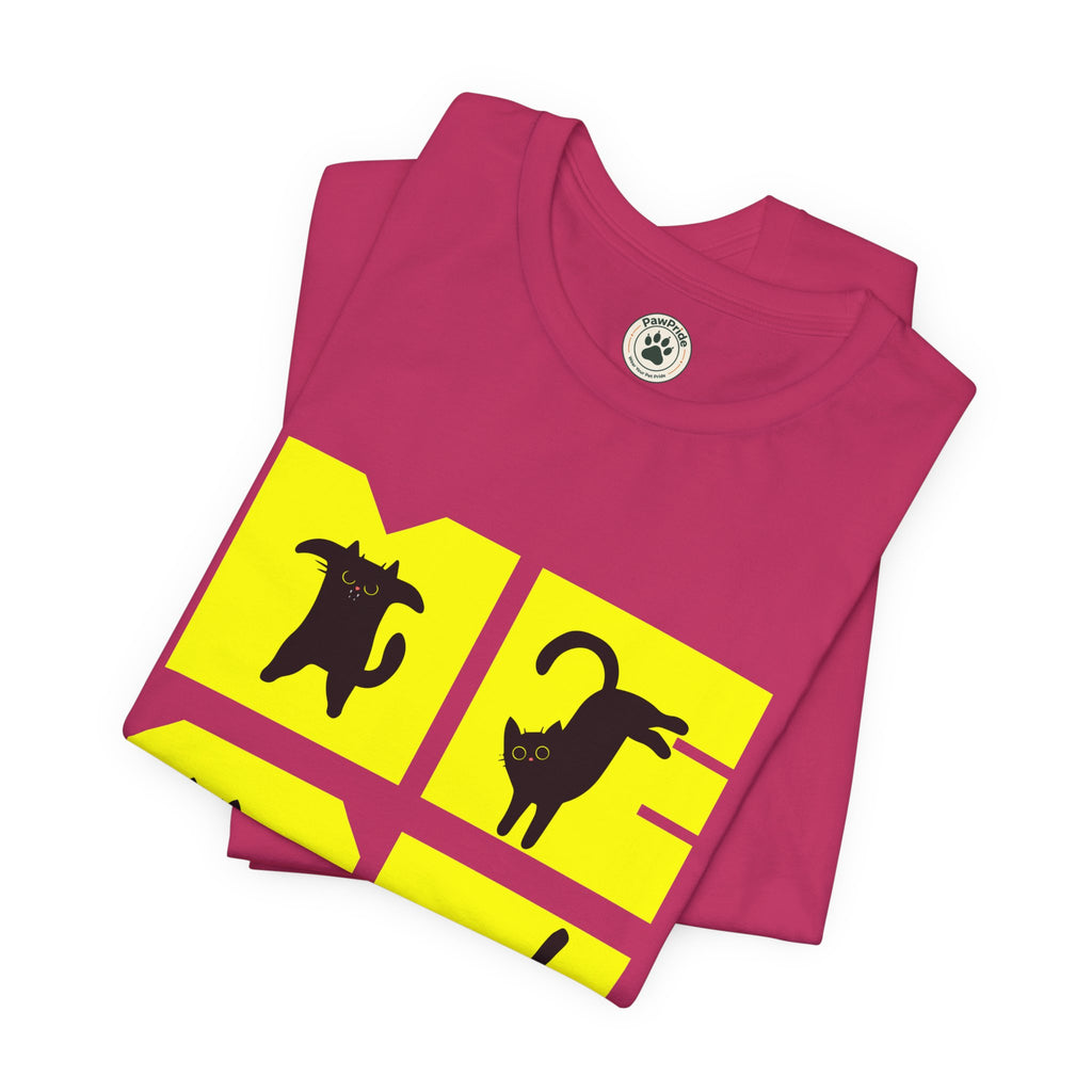 Cat Silhouette Tee — Yellow Block Cats Graphic T-Shirt