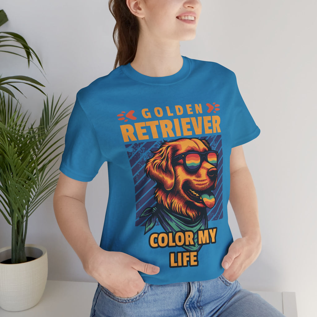 Golden Retriever T‑Shirt — 'Color My Life' Retro Dog Graphic Tee