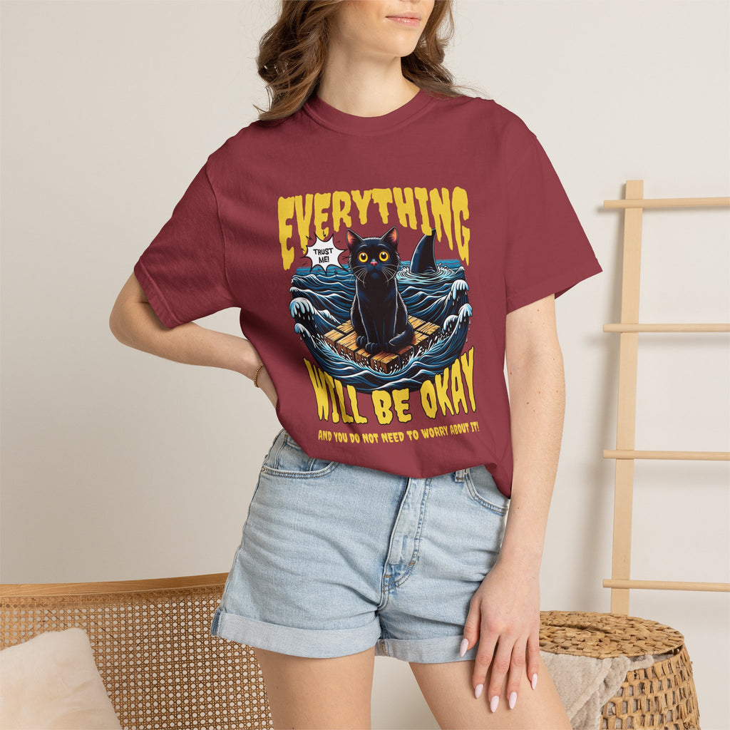 Everything Will Be Okay Cat Tee — Vintage Graphic Comfort Shirt