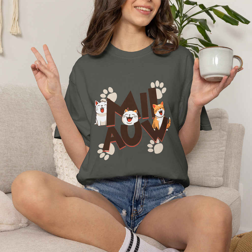 Cat Paw 'MIAOU' Graphic T-Shirt — Cute Cat Lover Tee