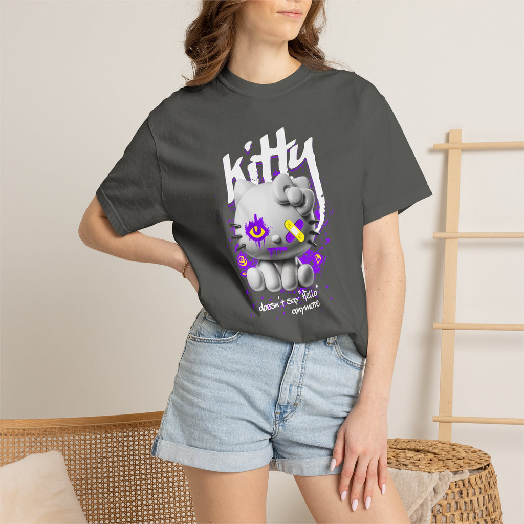 Kitty Cute Punk T-Shirt — 'doesn't say hello' Garment-Dyed Tee