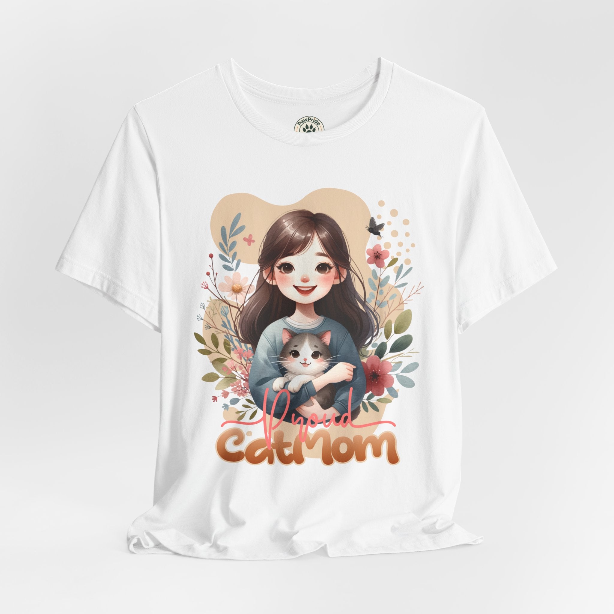 Cat Mom T-Shirt — Cute Floral Illustration Tee for Women Cat Lovers