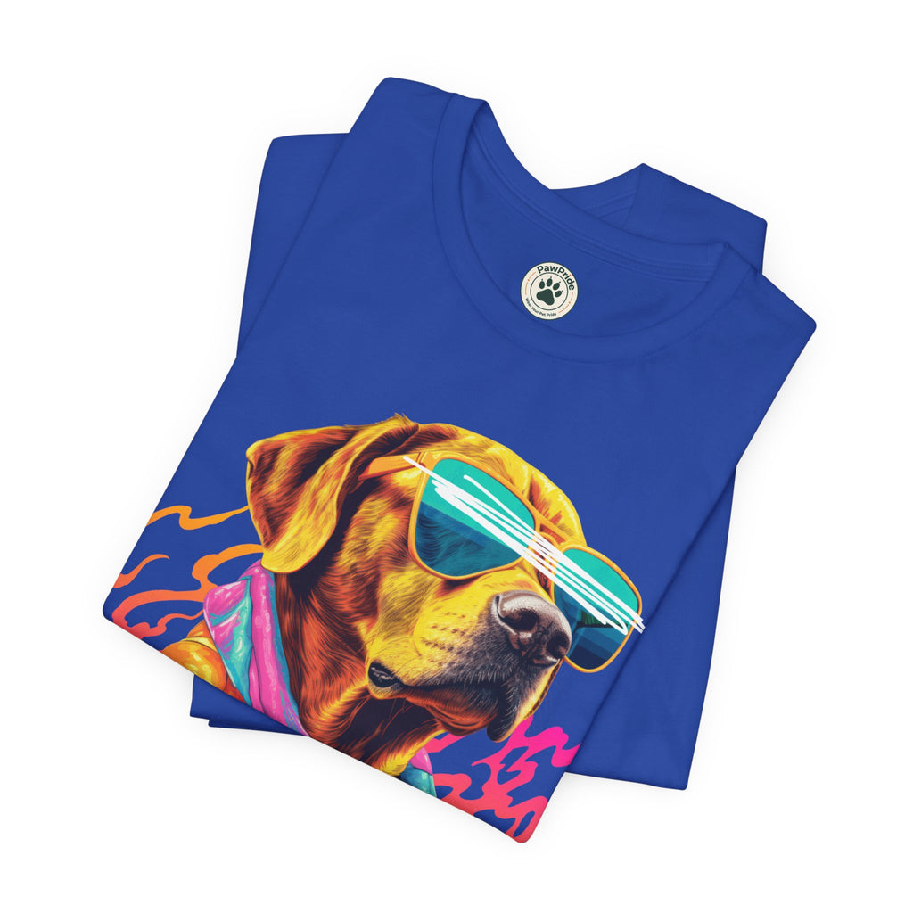Chill Sunglasses Dog Tee — Retro Neon “CHILL” Graphic T-Shirt
