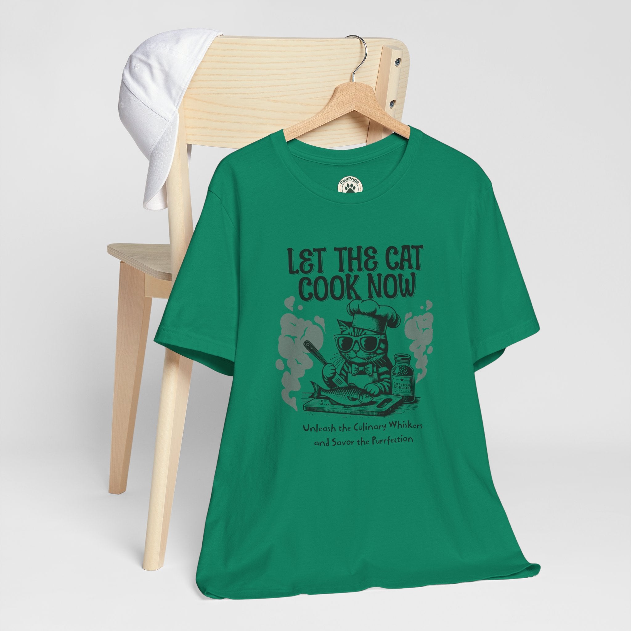 Let The Cat Cook Now T-Shirt — Funny Chef Cat Cooking Tee