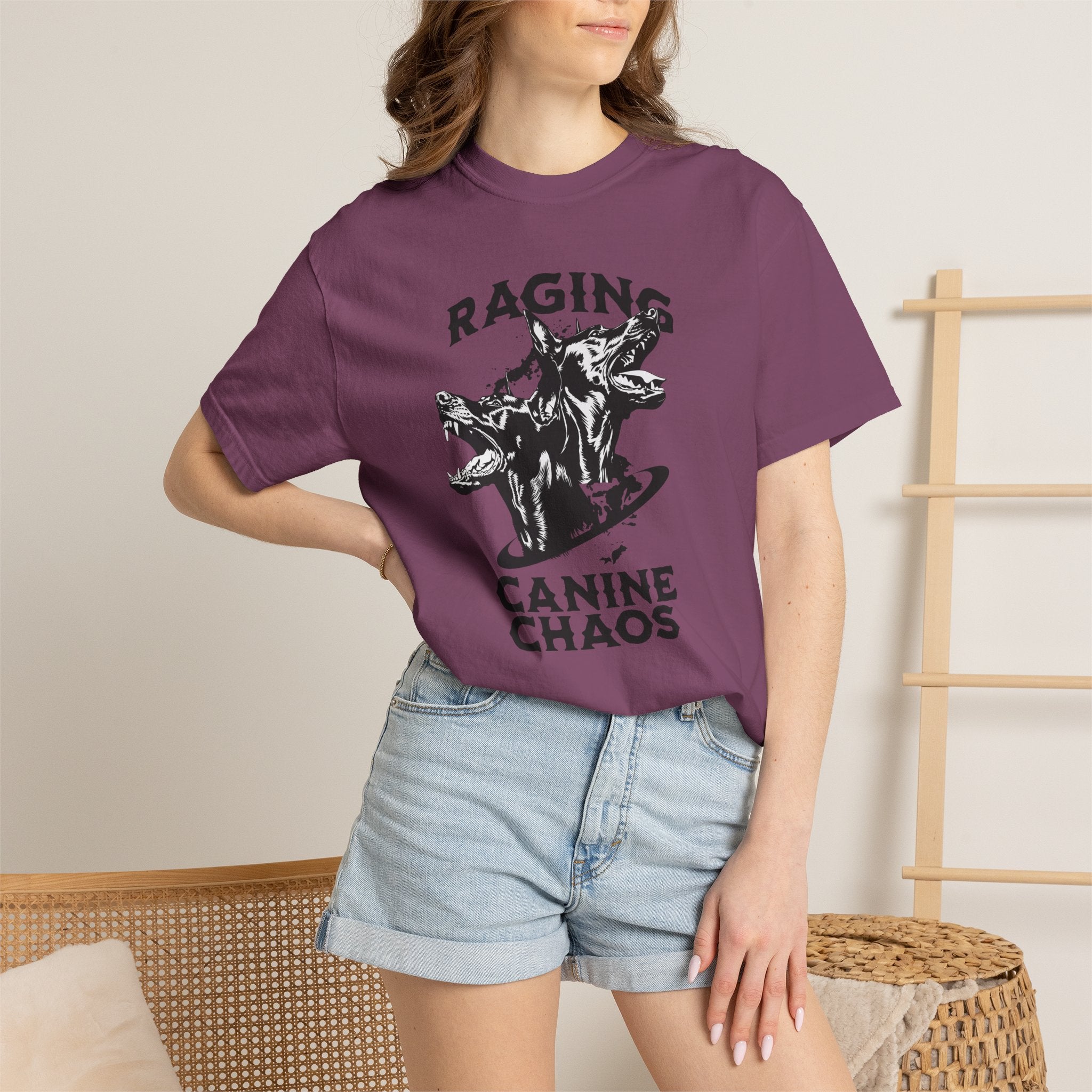 Raging Canine Chaos T-Shirt — Vintage Dog Skull Graphic Tee