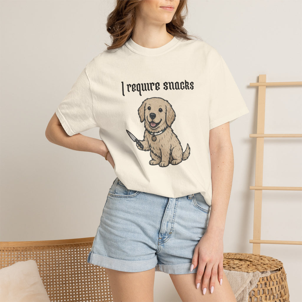 I Require Snacks T-Shirt — Cute Golden Retriever Graphic Tee