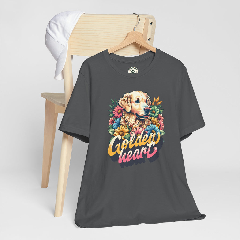 Golden Heart T-Shirt — Retro Floral Golden Retriever Tee