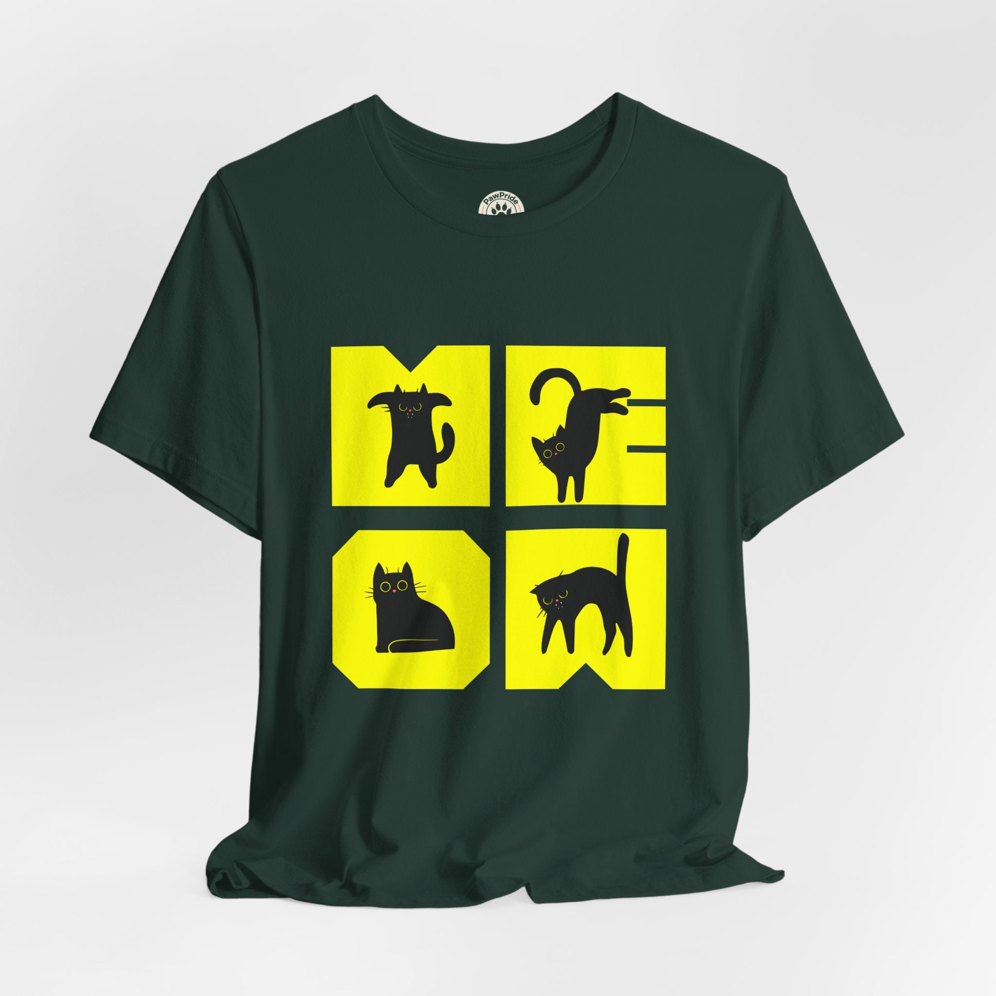 Cat Silhouette Tee — Yellow Block Cats Graphic T-Shirt