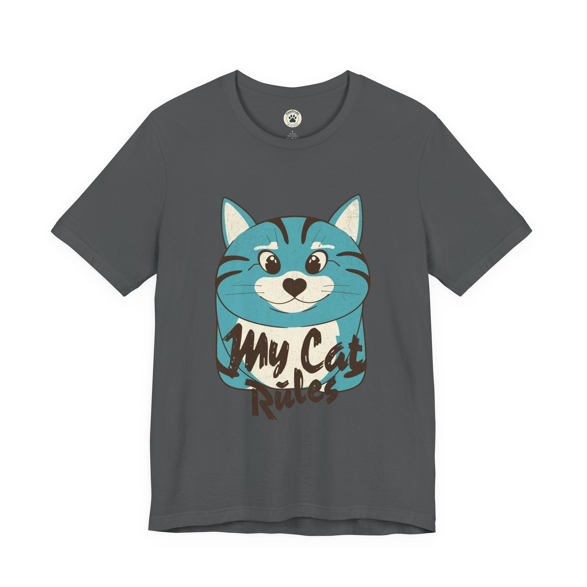 My Cat Rules T-Shirt — Cute Blue Cat Graphic Tee for Cat Lovers