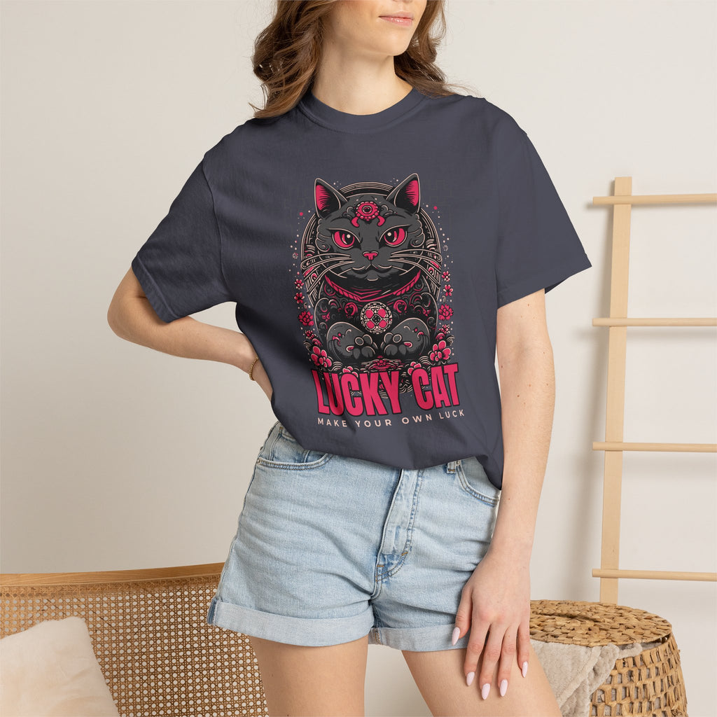 Lucky Cat Graphic T-Shirt — Gothic Maneki Neko Tee