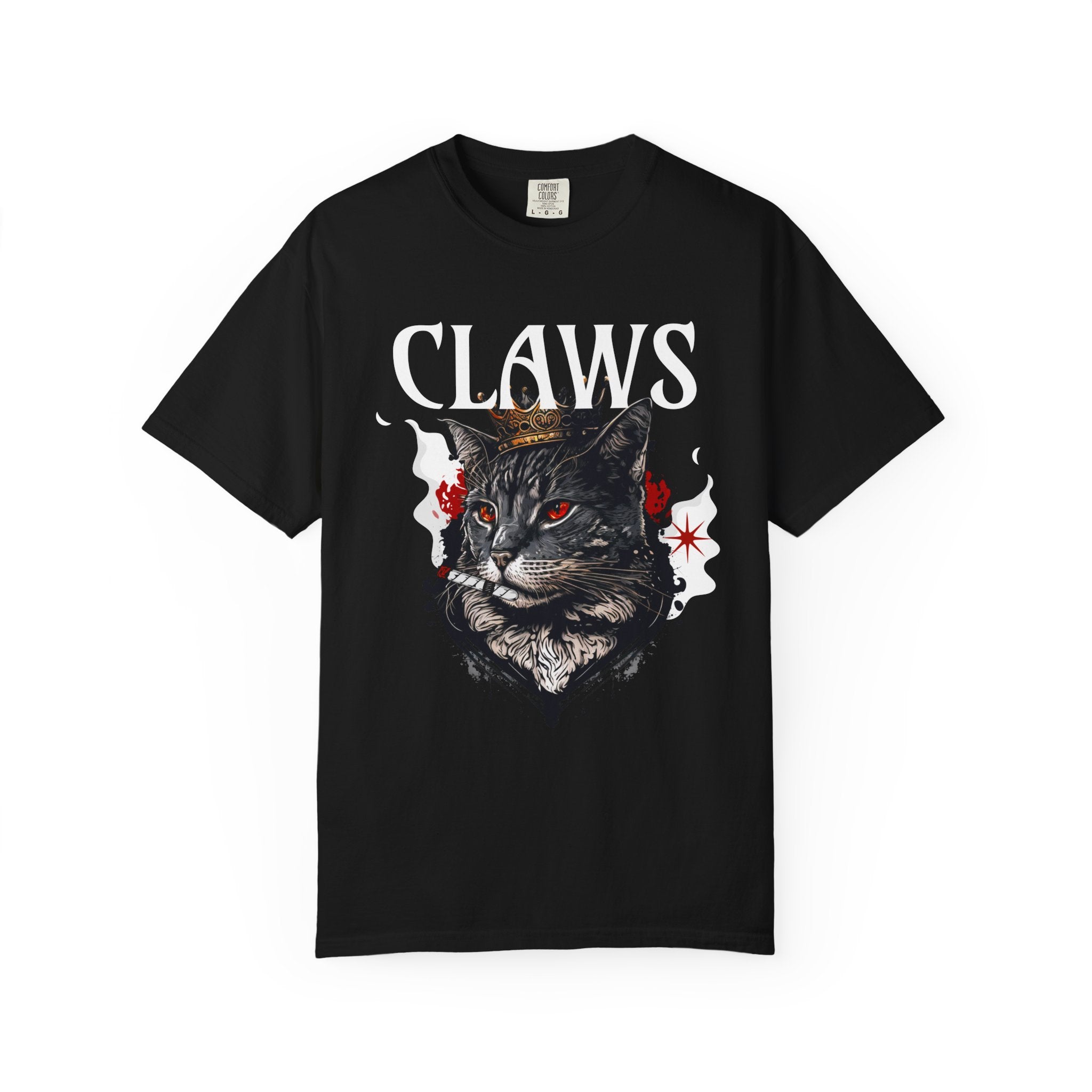Claws Black Cat Graphic T-Shirt — Gothic Vintage Cat Tee