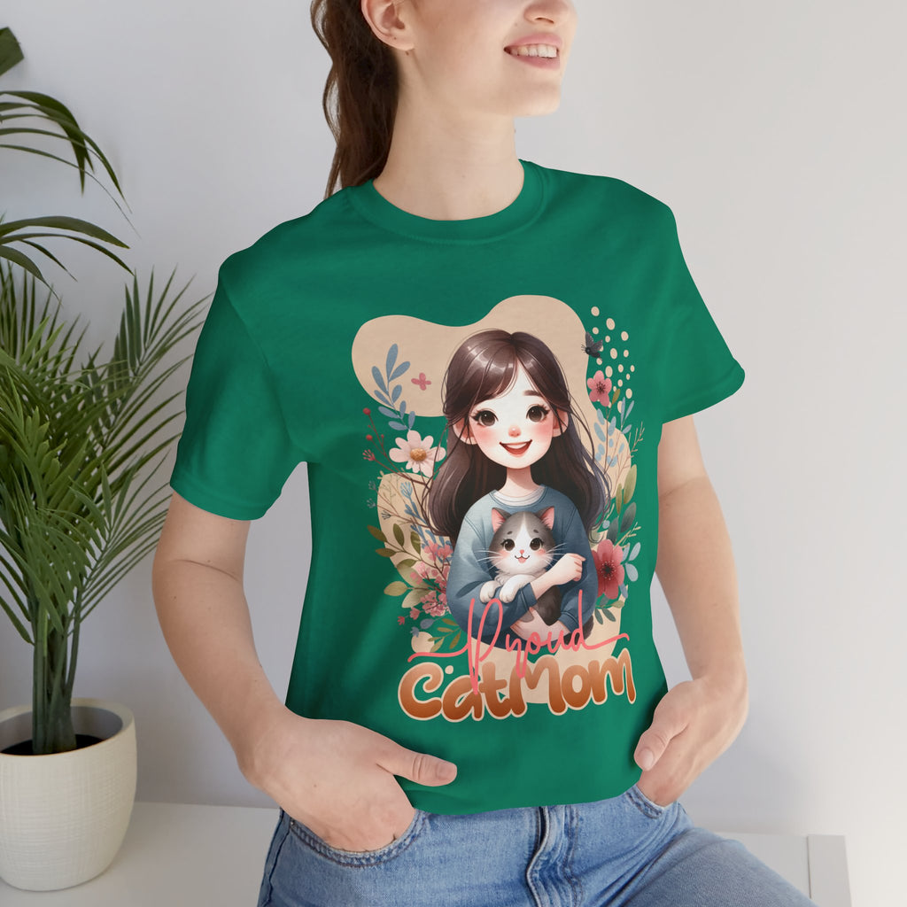 Cat Mom T-Shirt — Cute Floral Illustration Tee for Women Cat Lovers