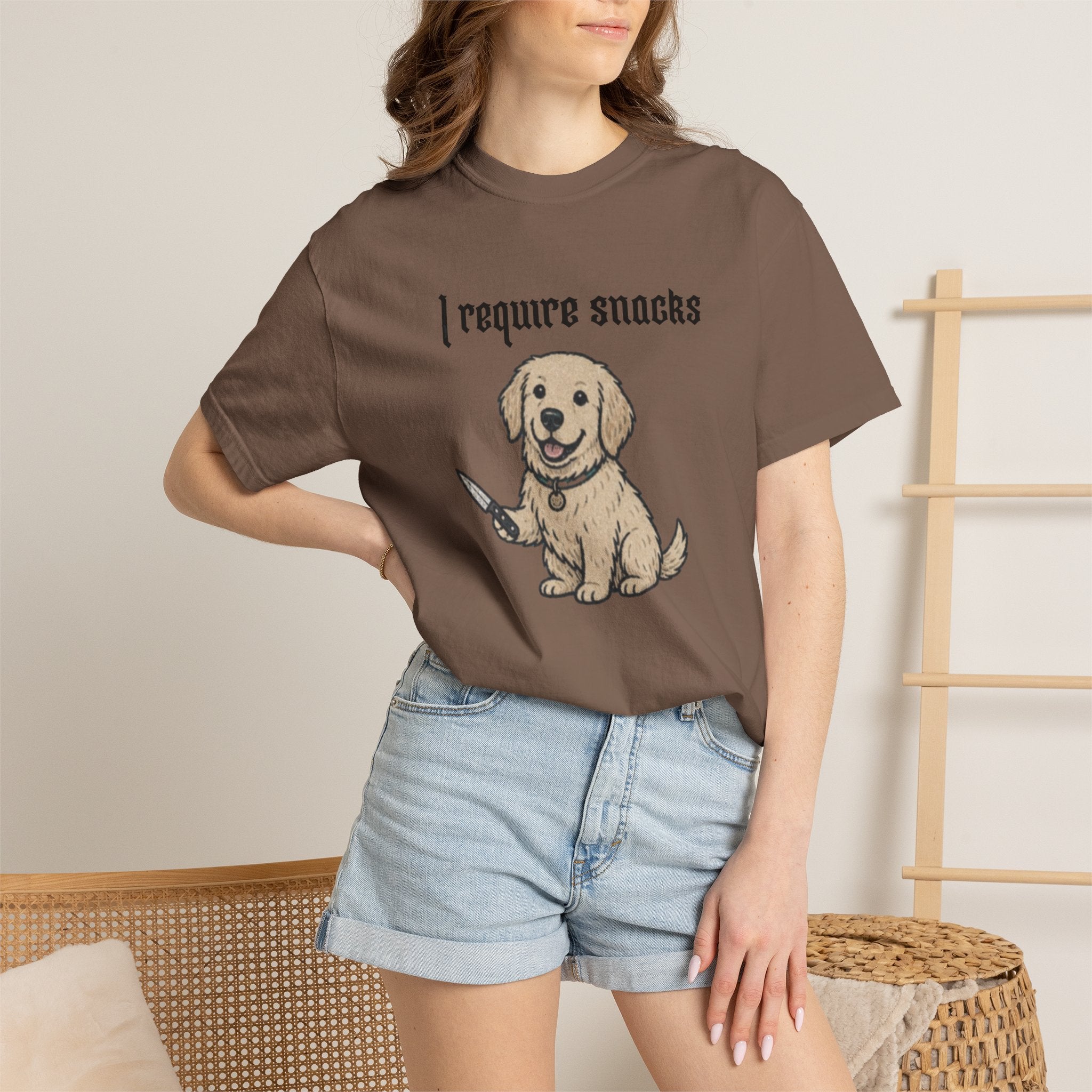 I Require Snacks T-Shirt — Cute Golden Retriever Graphic Tee