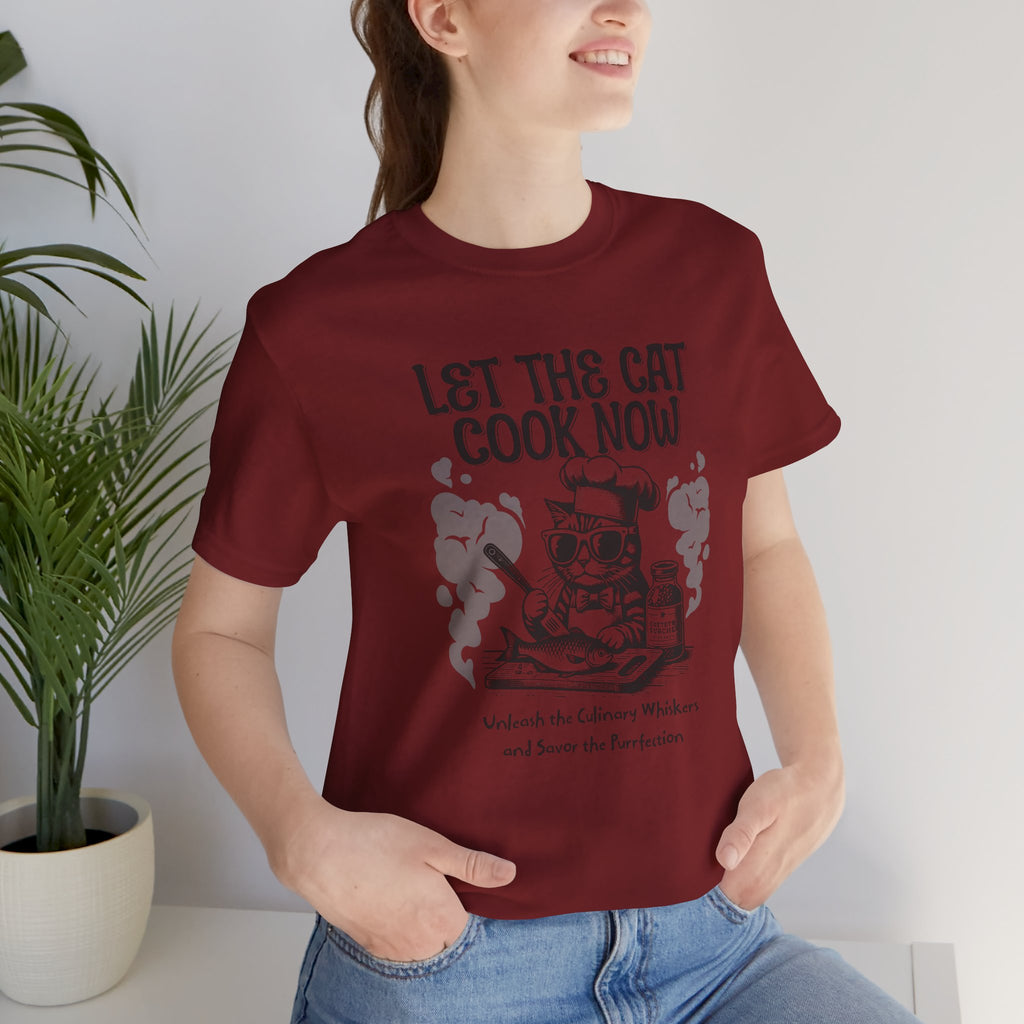 Let The Cat Cook Now T-Shirt — Funny Chef Cat Cooking Tee