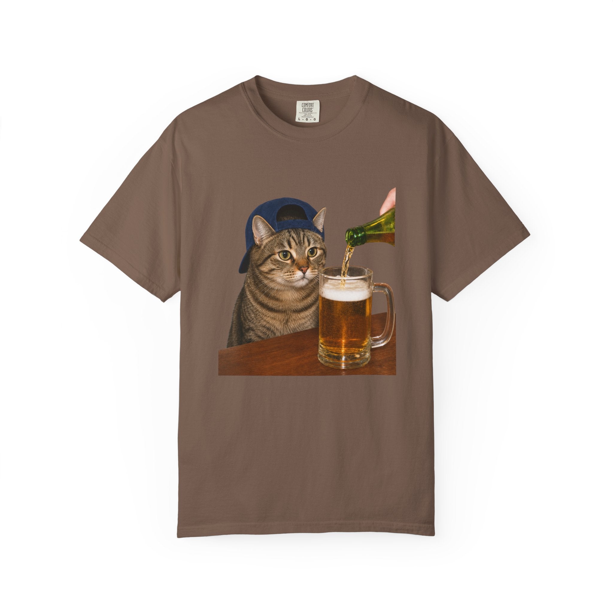 Cat With Beer T-Shirt — Funny Cat Drinking Beer Graphic Tee