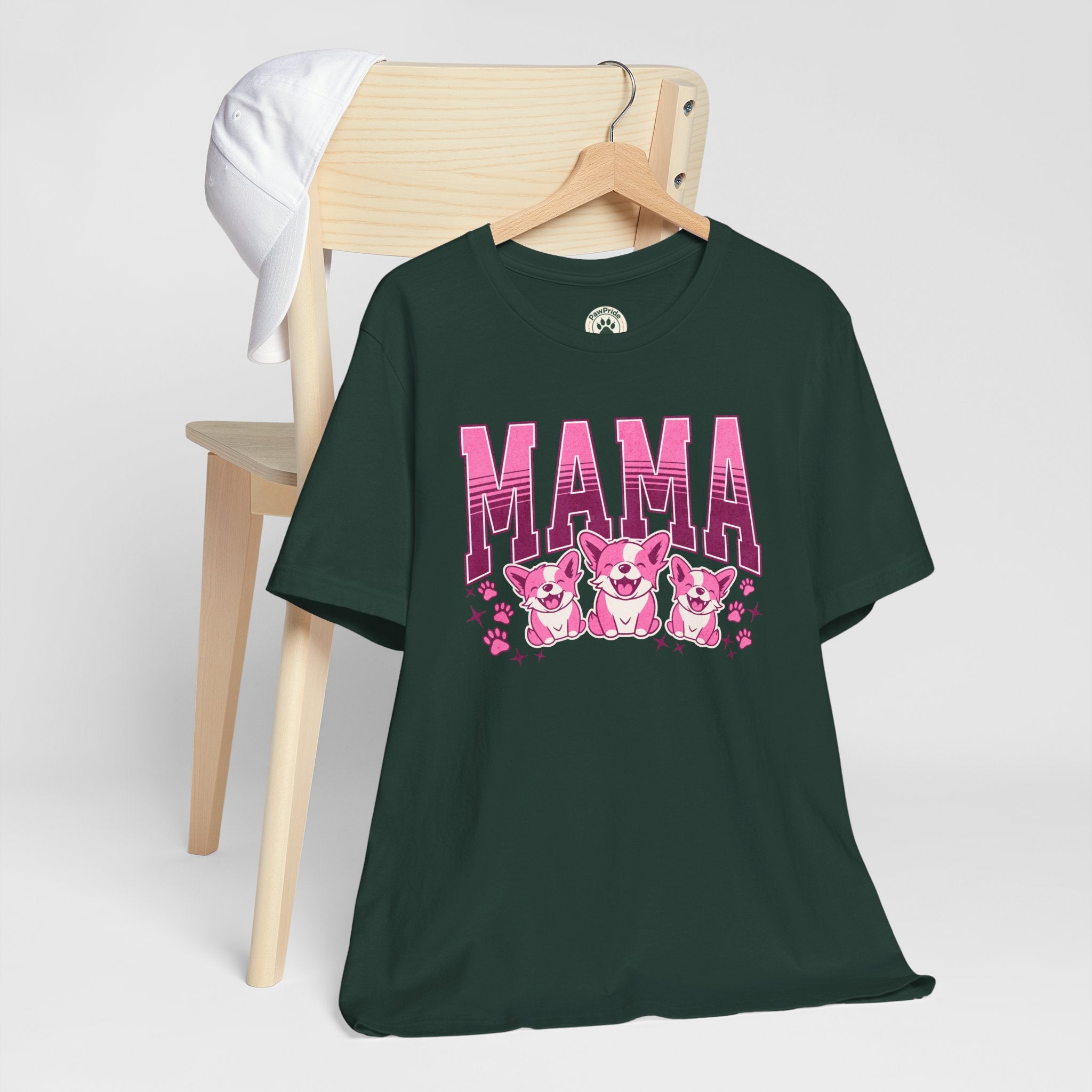 Mama Tee — Pink Corgi Mom Graphic T-Shirt