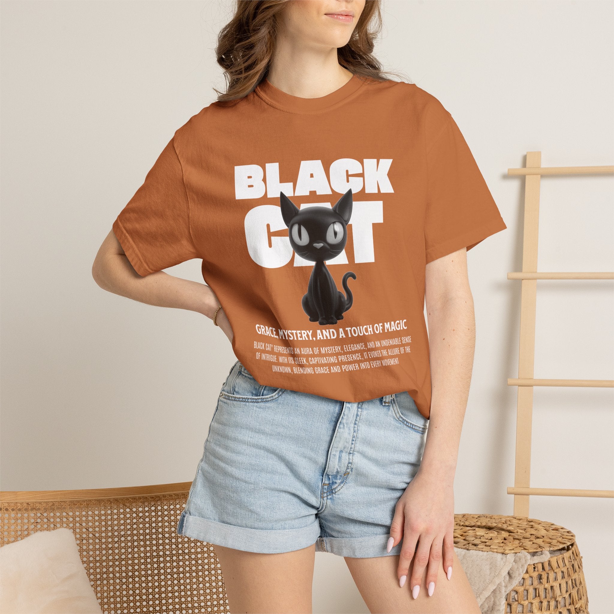 Black Cat Graphic T-Shirt — Cute Spooky Halloween Tee