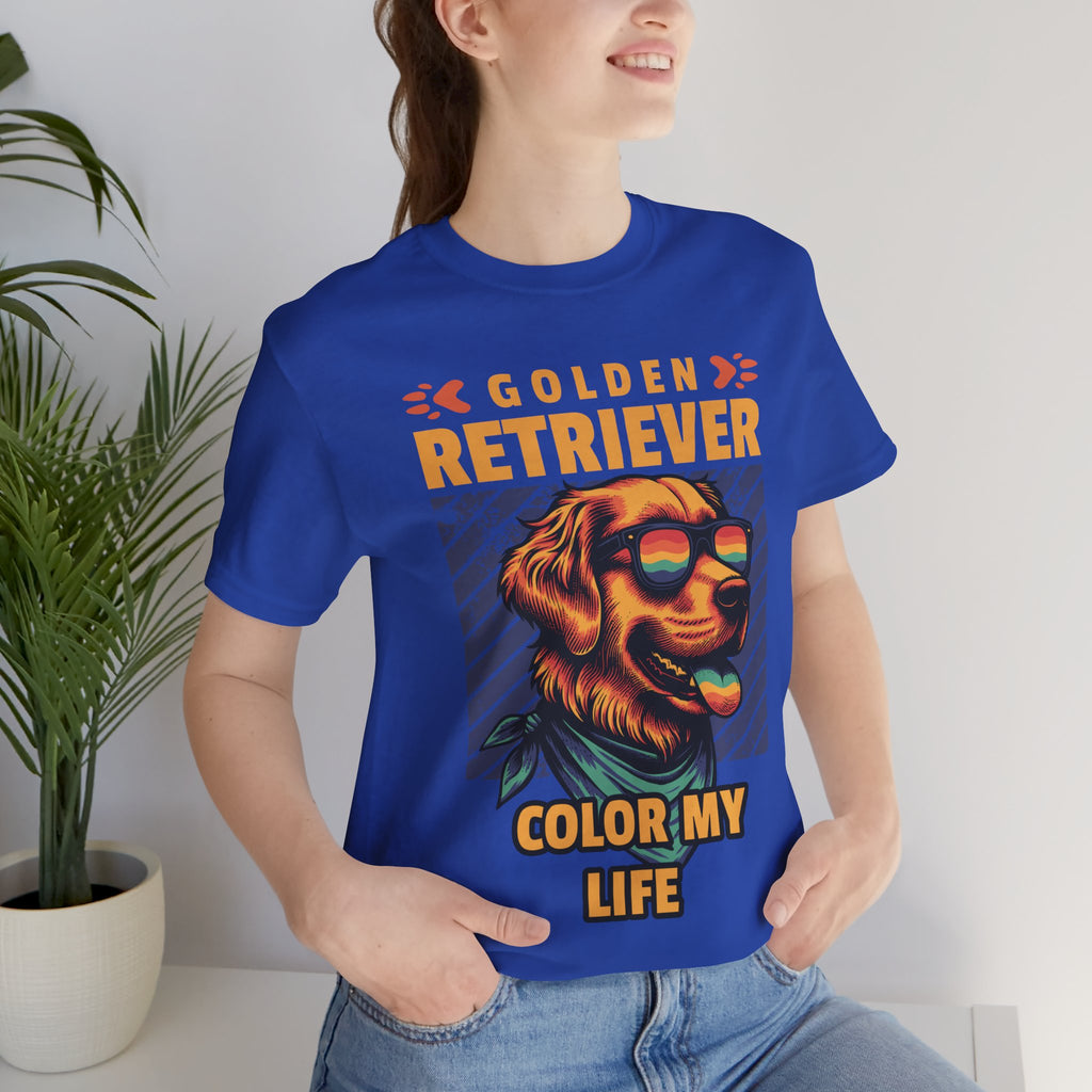 Golden Retriever T‑Shirt — 'Color My Life' Retro Dog Graphic Tee