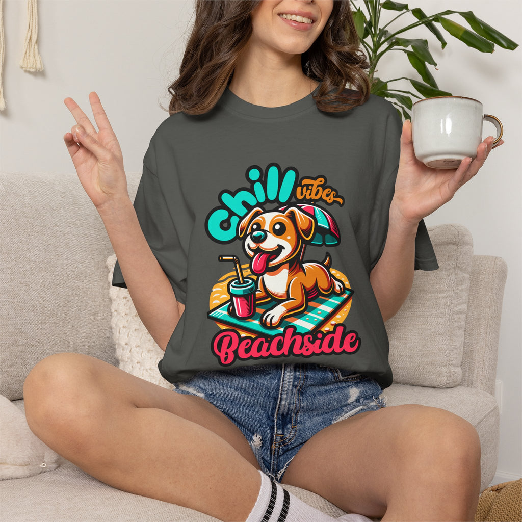 Beachside Chill Dog T-Shirt — Retro Summer Graphic Tee