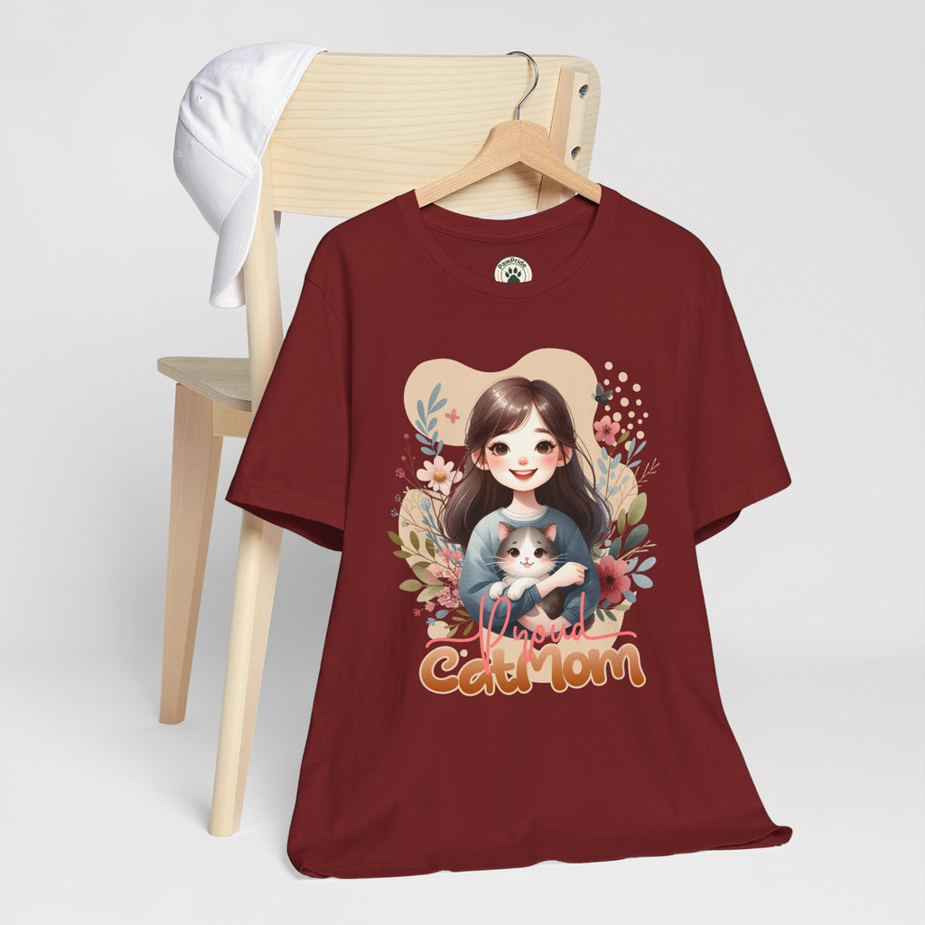 Cat Mom T-Shirt — Cute Floral Illustration Tee for Women Cat Lovers
