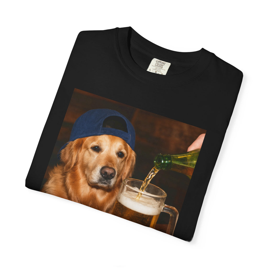 Golden Retriever Beer T-Shirt — Funny Dog Drinking Beer Graphic Tee
