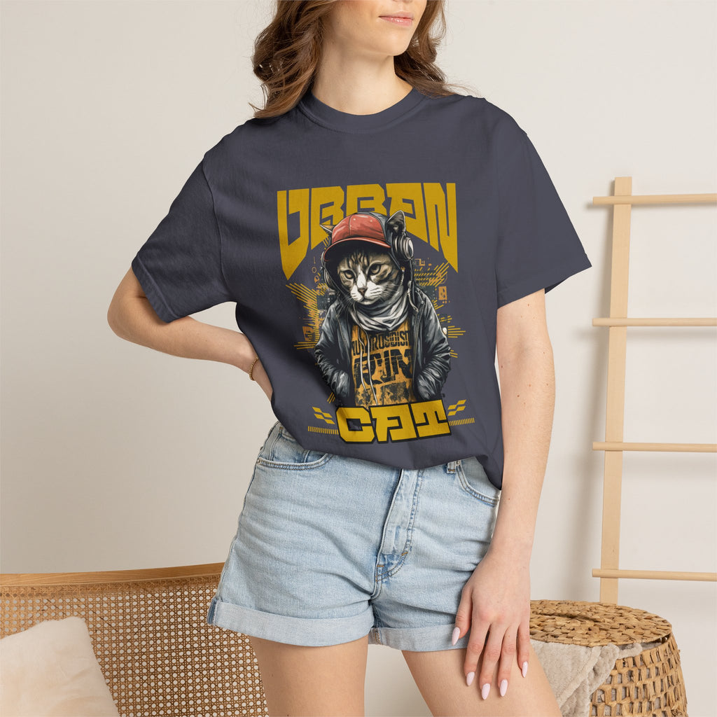 Urban Cat T-Shirt — Retro Streetwear Graphic Tee with Cool Cat Design