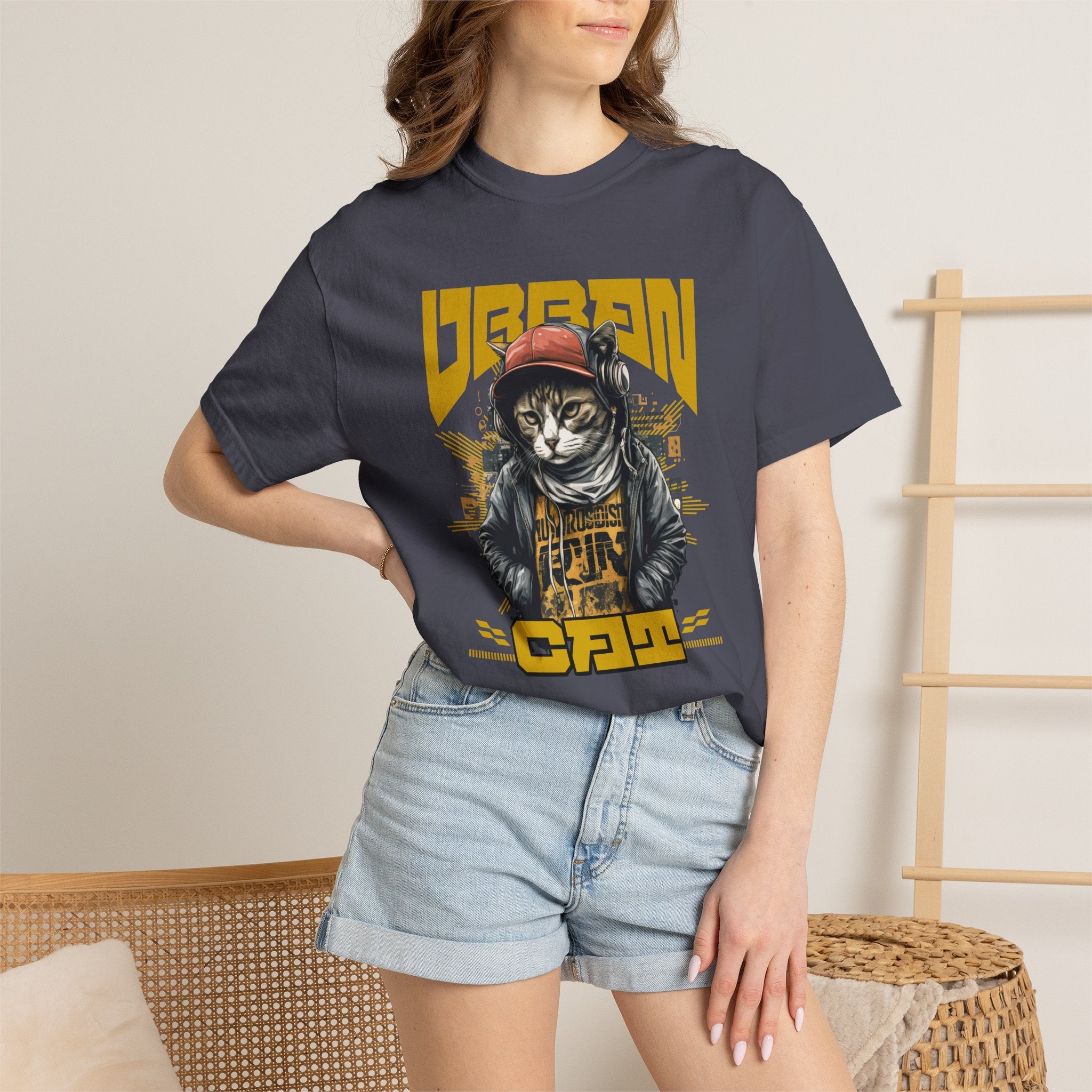 Urban Cat T-Shirt — Retro Streetwear Graphic Tee with Cool Cat Design
