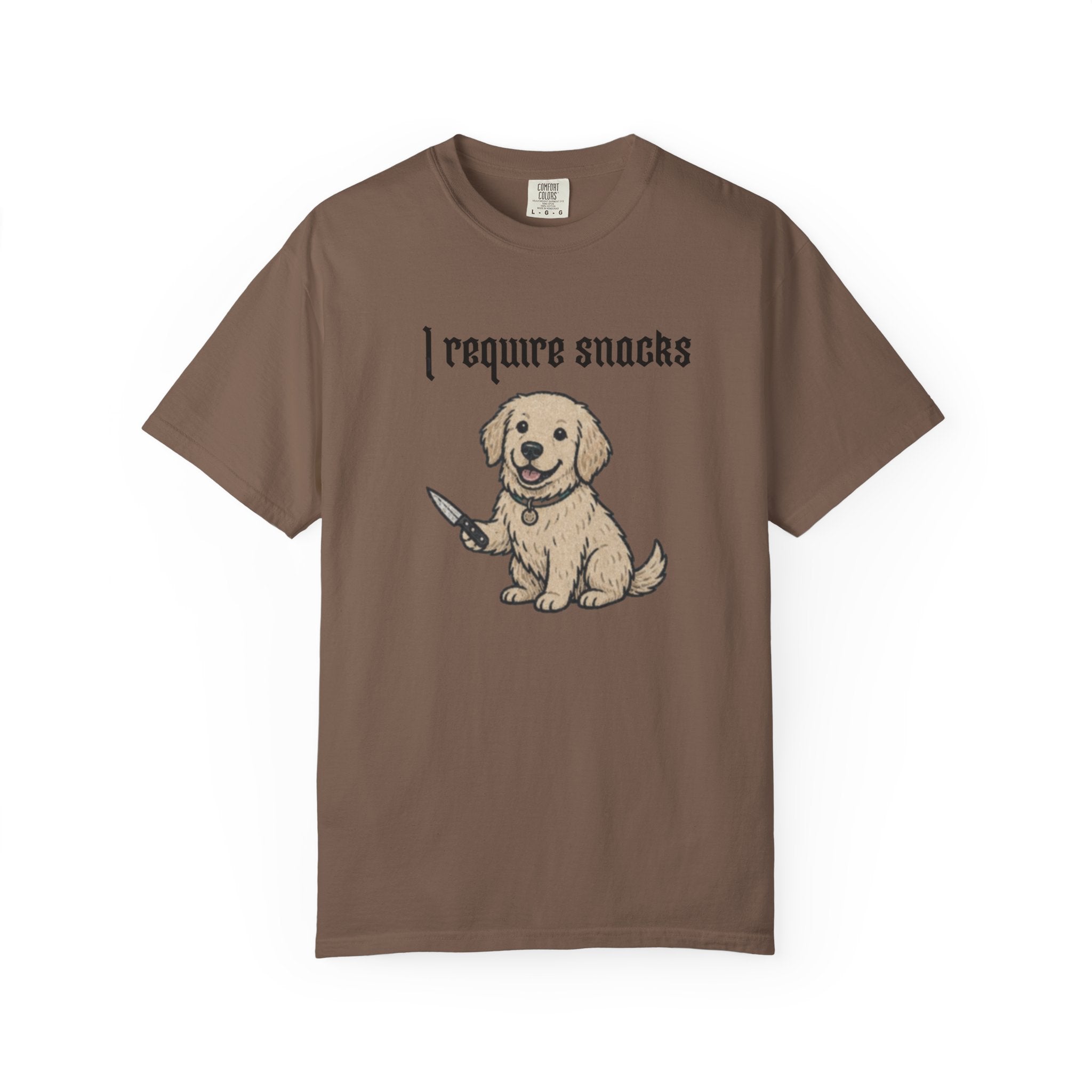 I Require Snacks T-Shirt — Cute Golden Retriever Graphic Tee