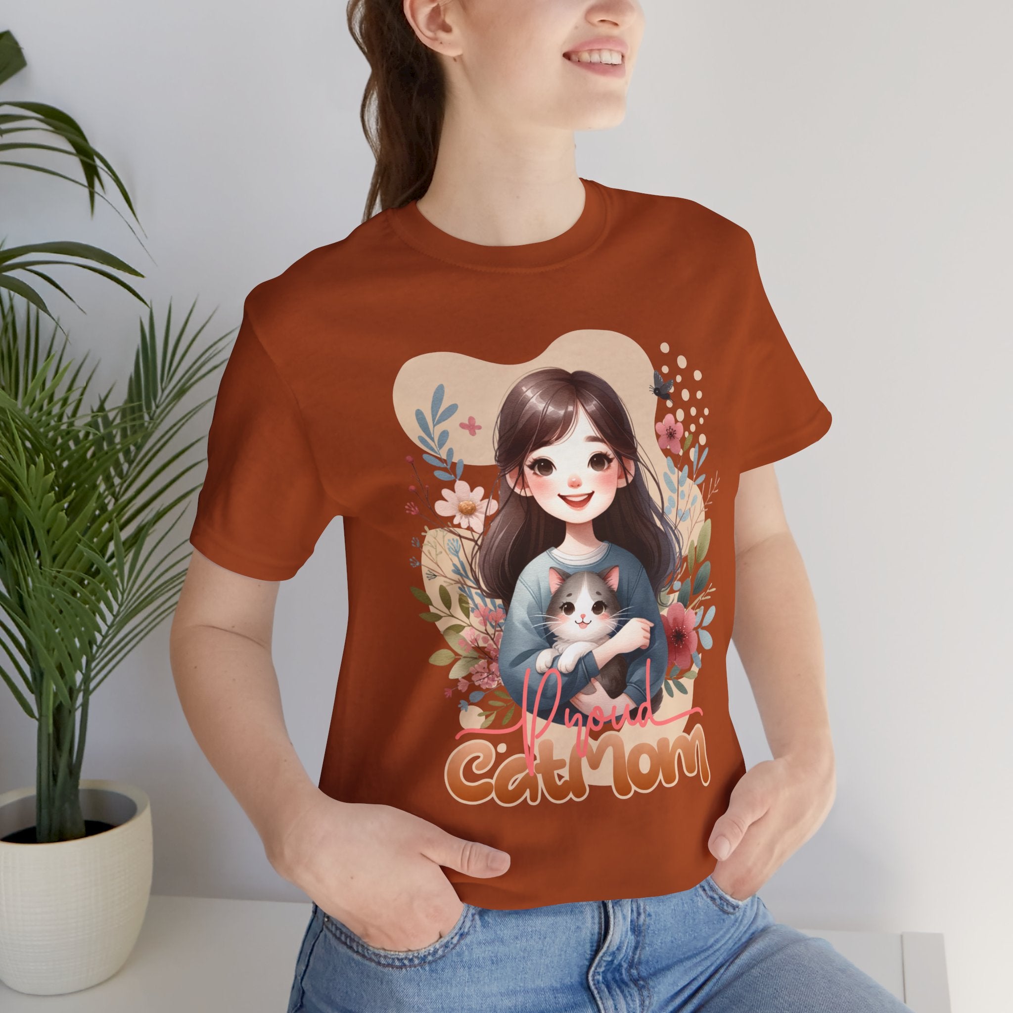 Cat Mom T-Shirt — Cute Floral Illustration Tee for Women Cat Lovers
