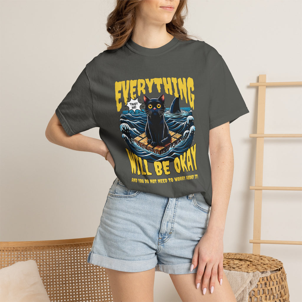 Everything Will Be Okay Cat Tee — Vintage Graphic Comfort Shirt