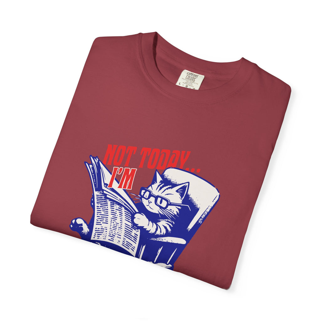 Cat Reading T-Shirt — "Not Today... I'm Busy Right Now" Vintage Graphic Tee