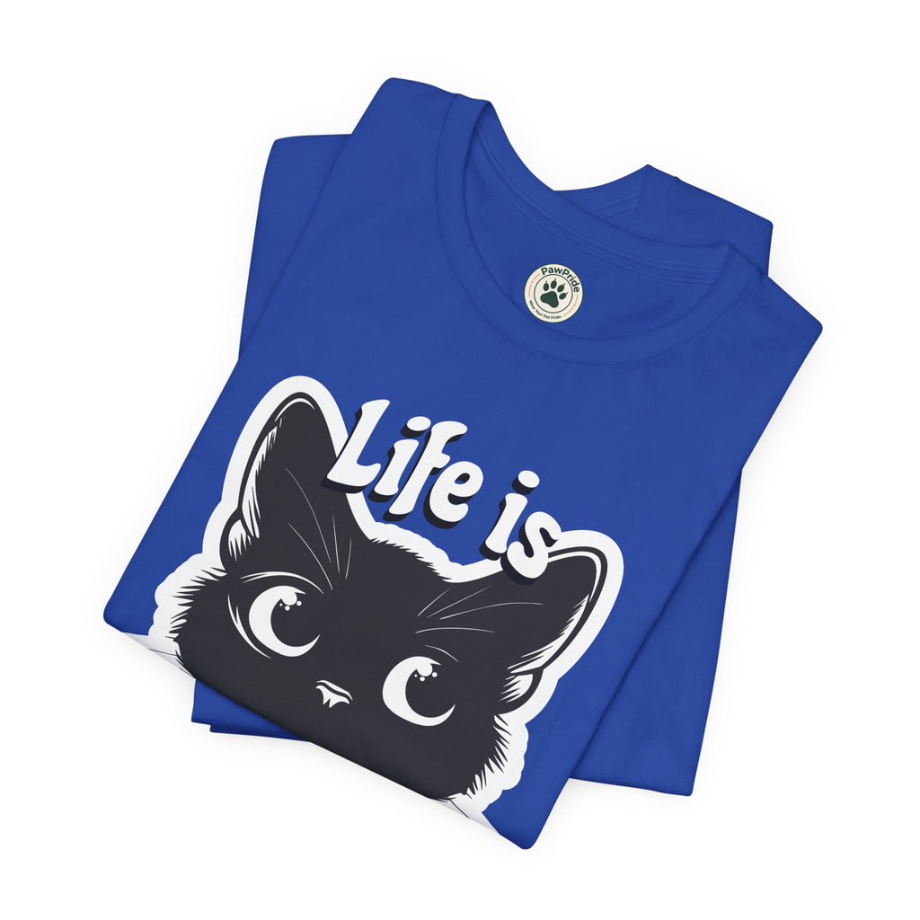 Life Is Purrfect Cat T-Shirt — Cute Black Kitten Graphic Tee for Cat Lovers