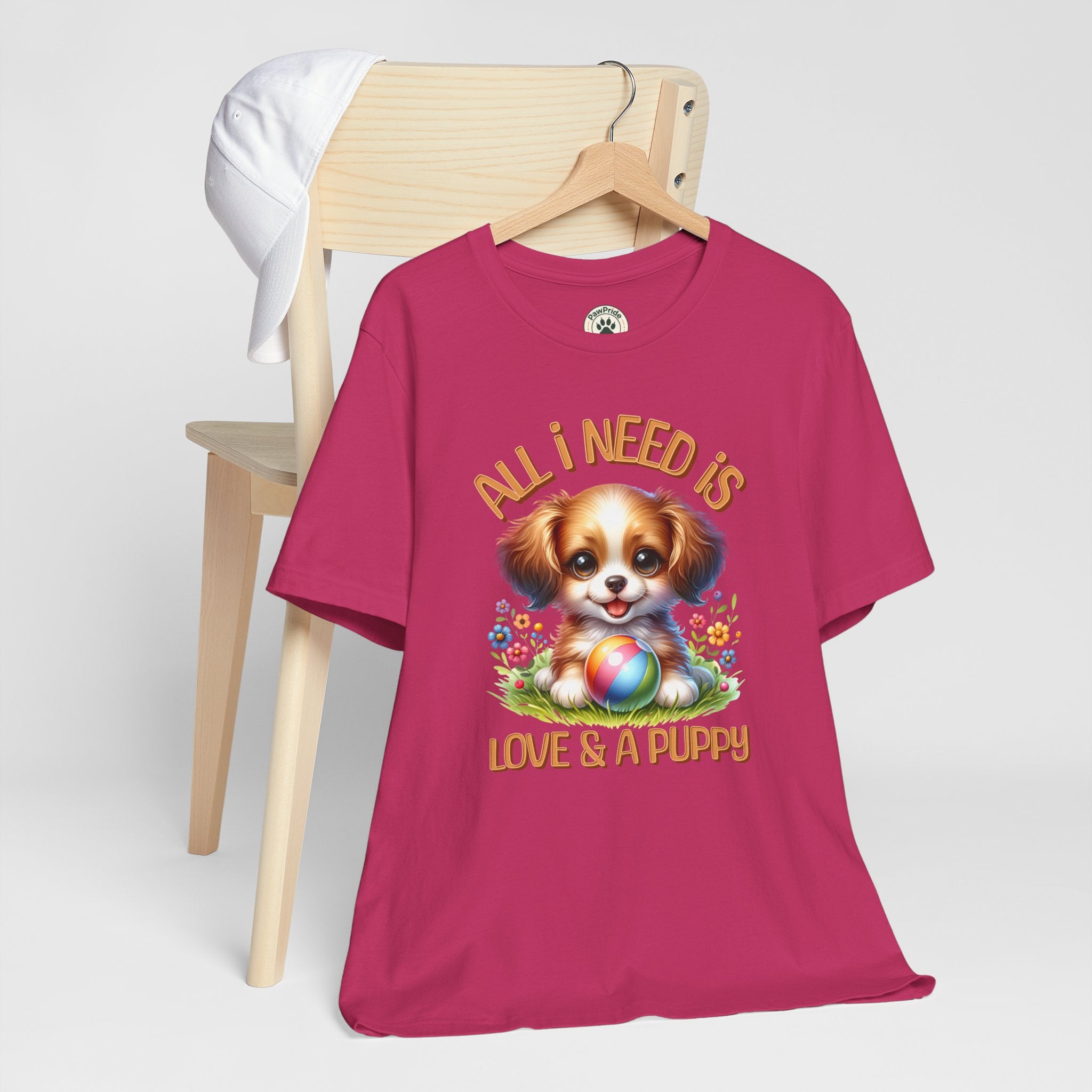T-Shirt — "All I Need Is Love & a Puppy" Cute Puppy Graphic Tee