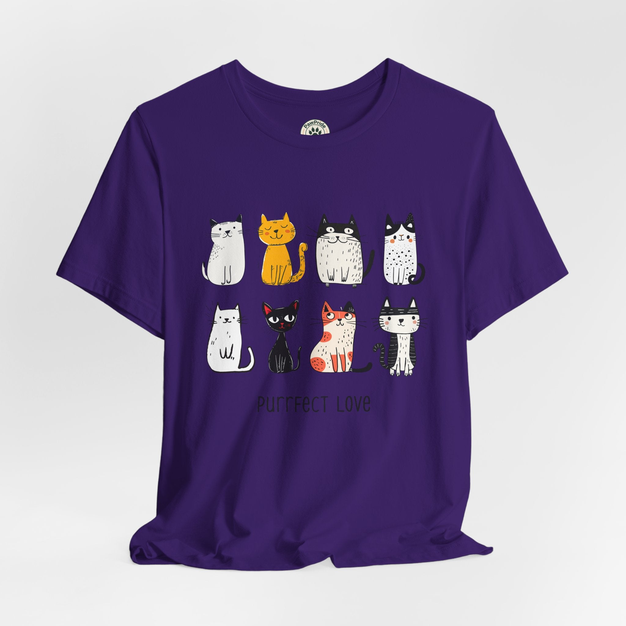 Purrfect Love Cat T-Shirt — Cute Cartoon Cats Tee for Cat Lovers