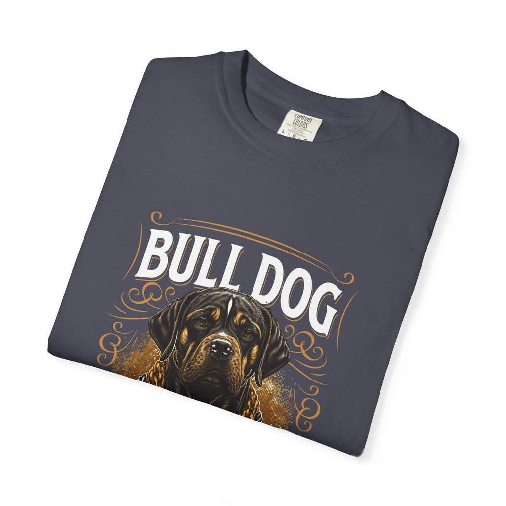 Bulldog Graphic Tee — Vintage Rottweiler Portrait with Gold Chains