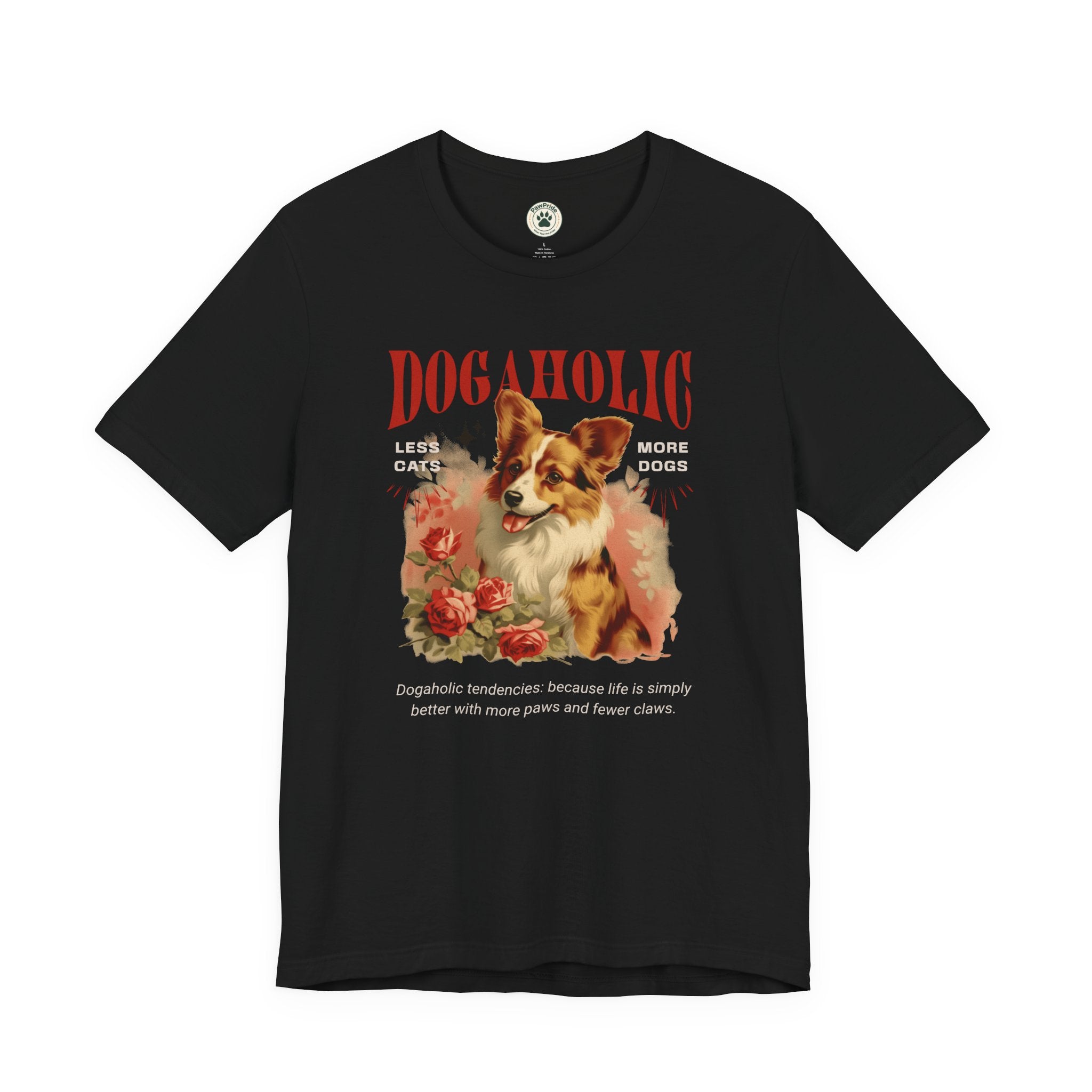 Dogaholic Graphic Tee — Vintage Floral Dog Lover T-Shirt