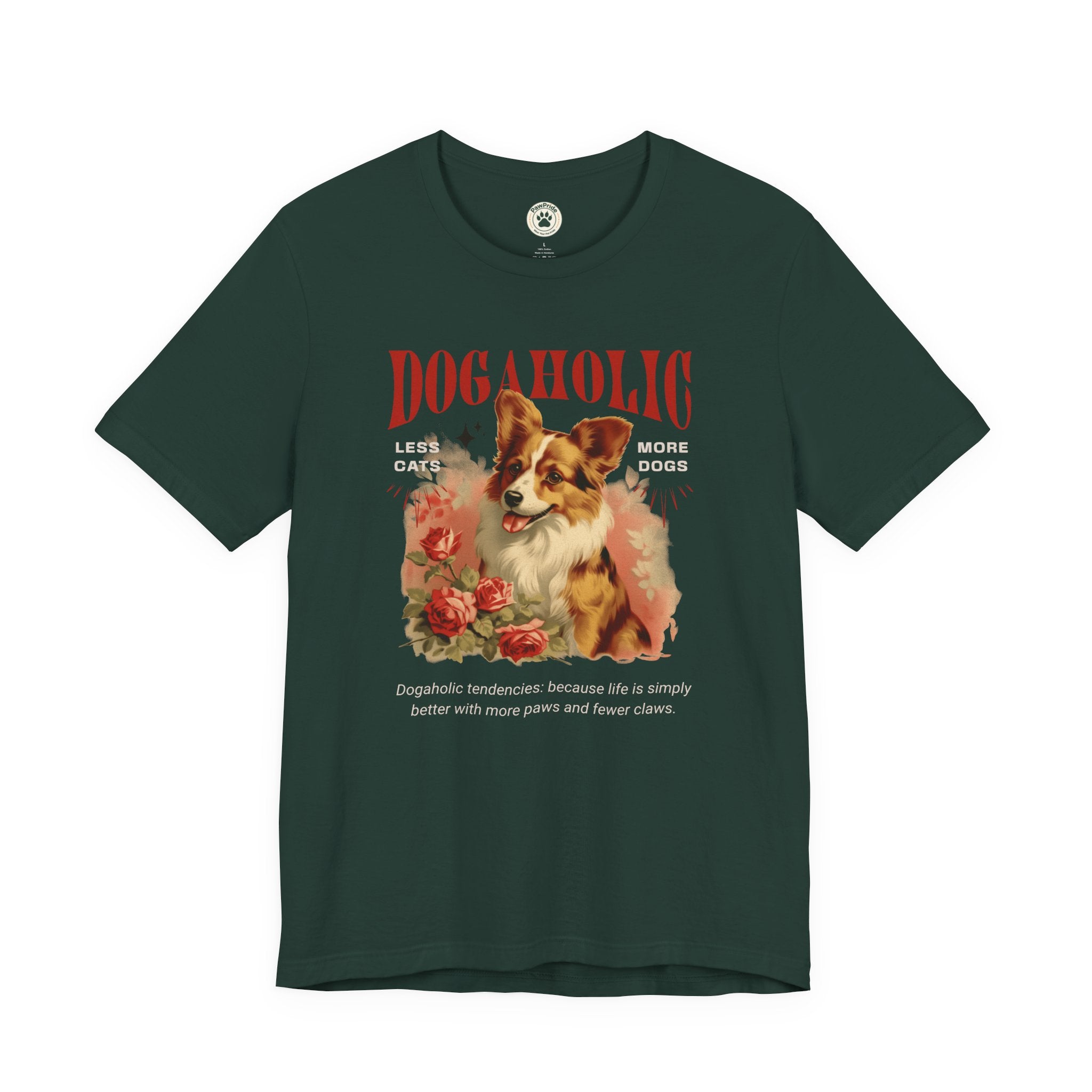 Dogaholic Graphic Tee — Vintage Floral Dog Lover T-Shirt