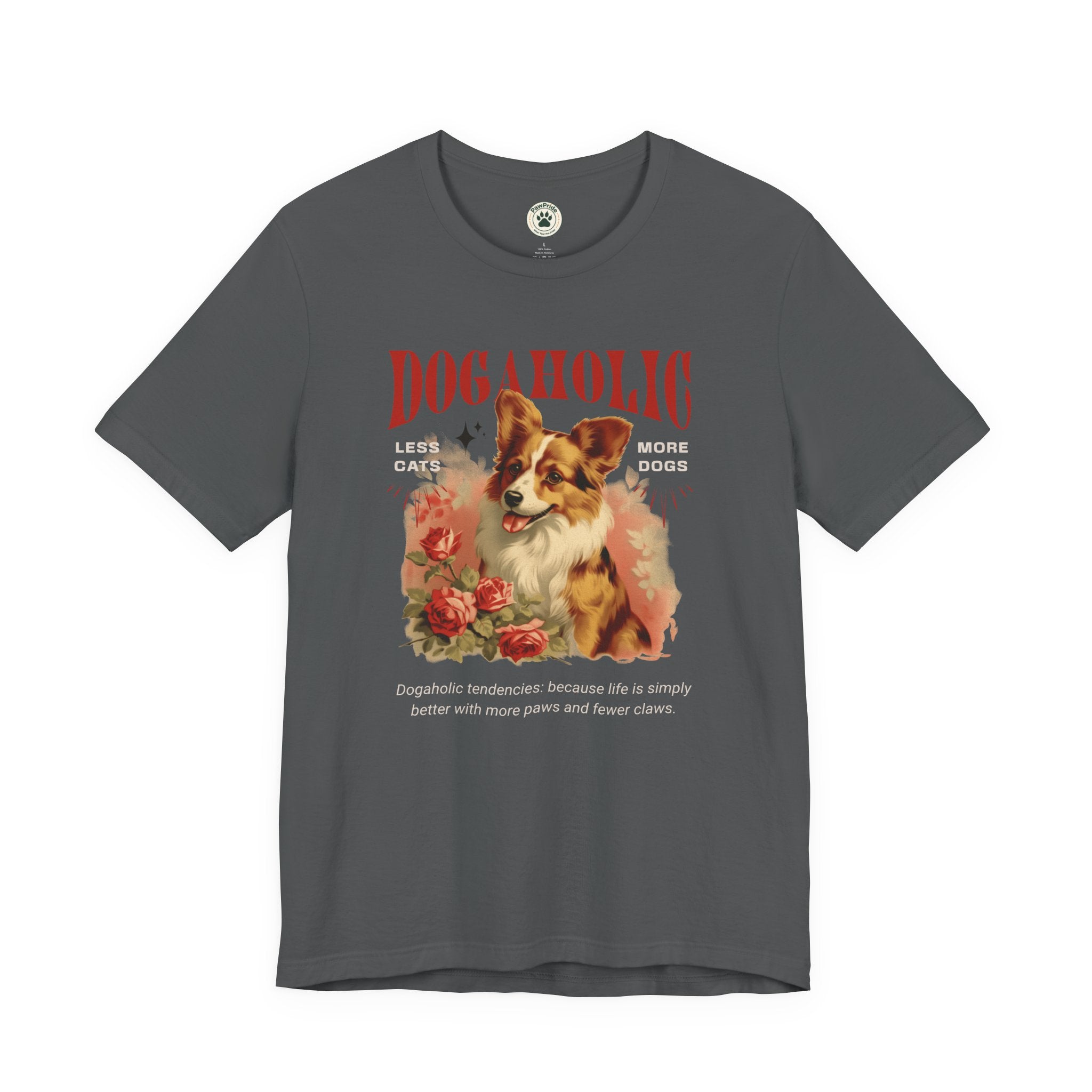 Dogaholic Graphic Tee — Vintage Floral Dog Lover T-Shirt